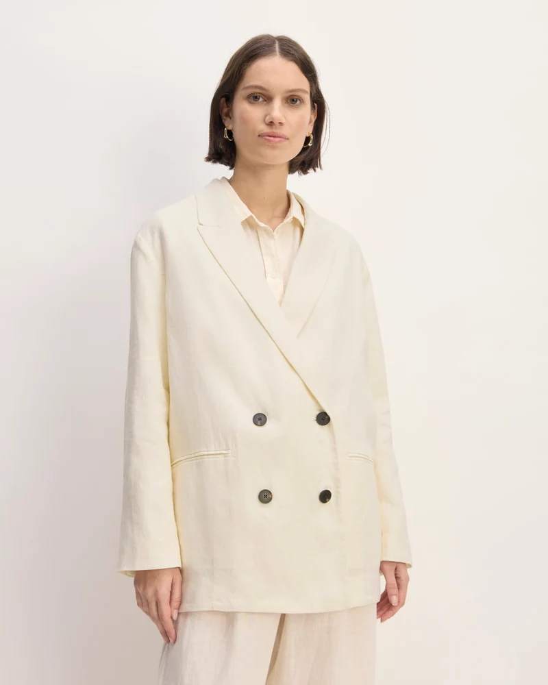 The Linen Double Breasted Blazer | Bone