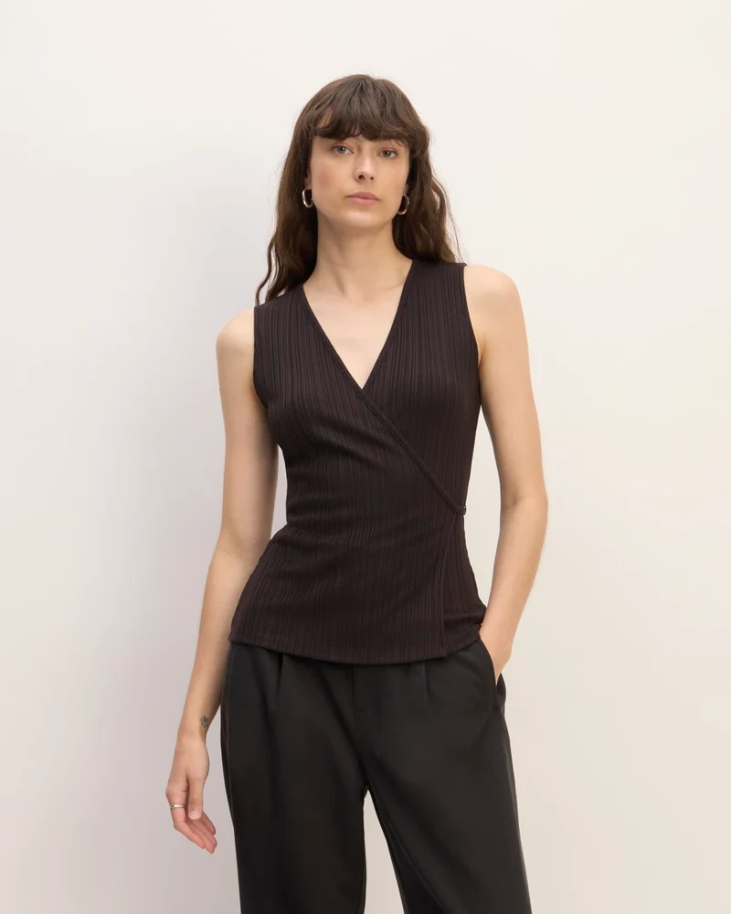 The Rib Wrap Top | Black