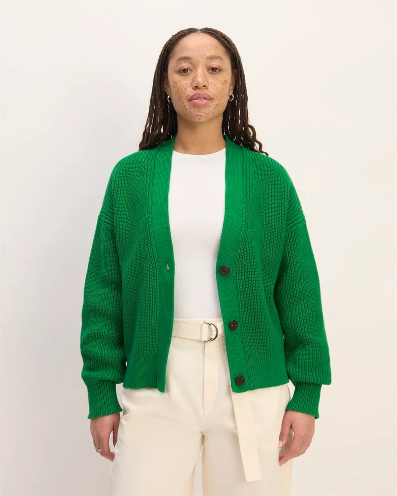The Boxy Cardigan in Everyday Cotton | Grass Green