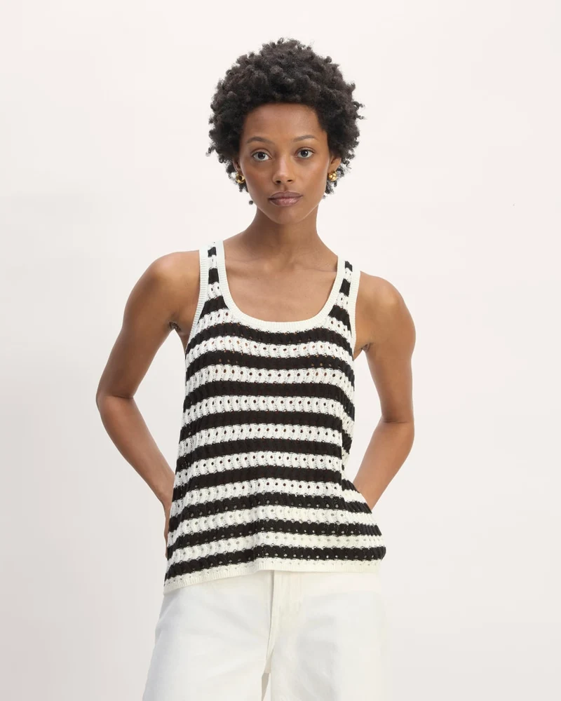 The Crochet Knit Tank | Bone / Black