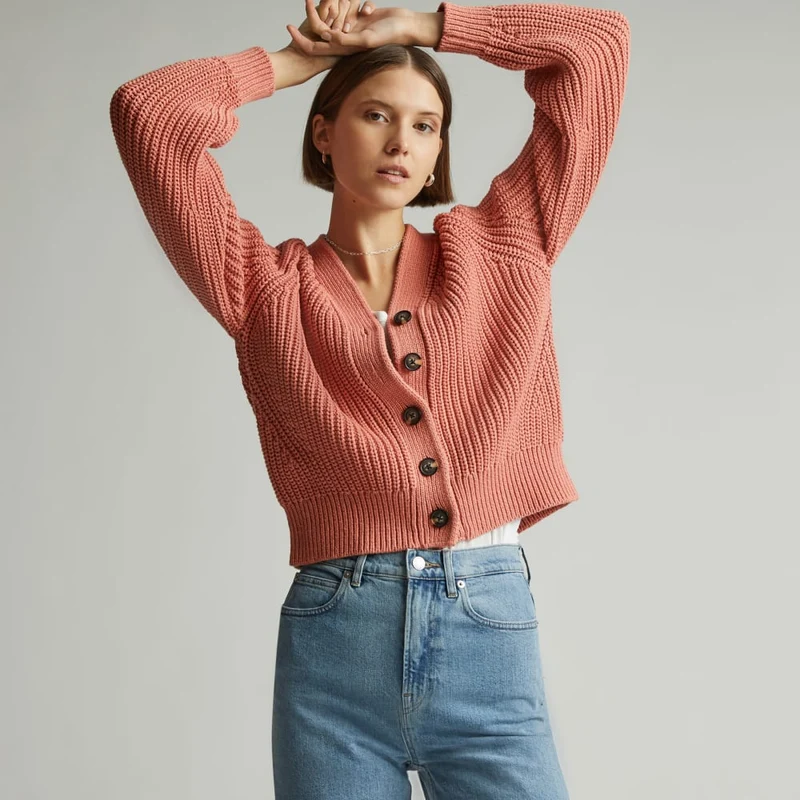 The Texture Cotton Cardigan | Light Rose