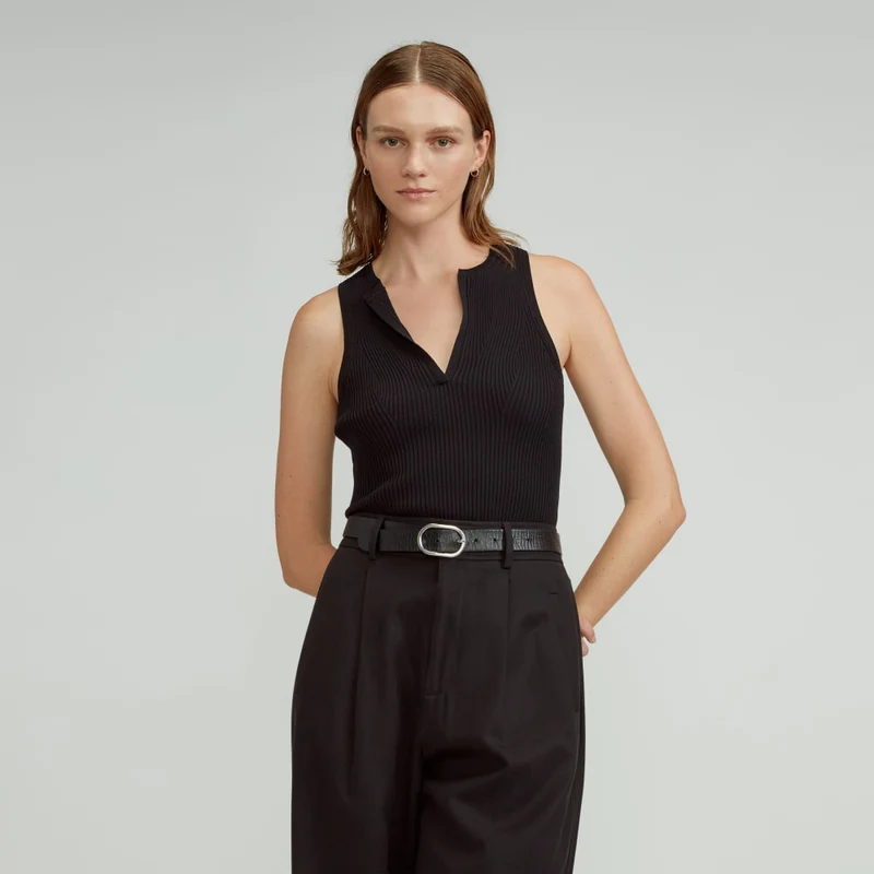 The Ribbed Cutaway Tank | Black