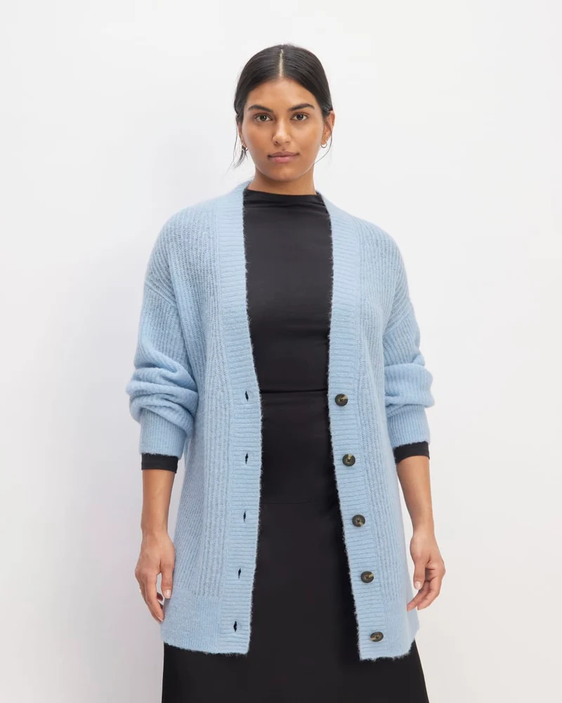 The Alpaca Oversized Cardigan | Chambray Blue
