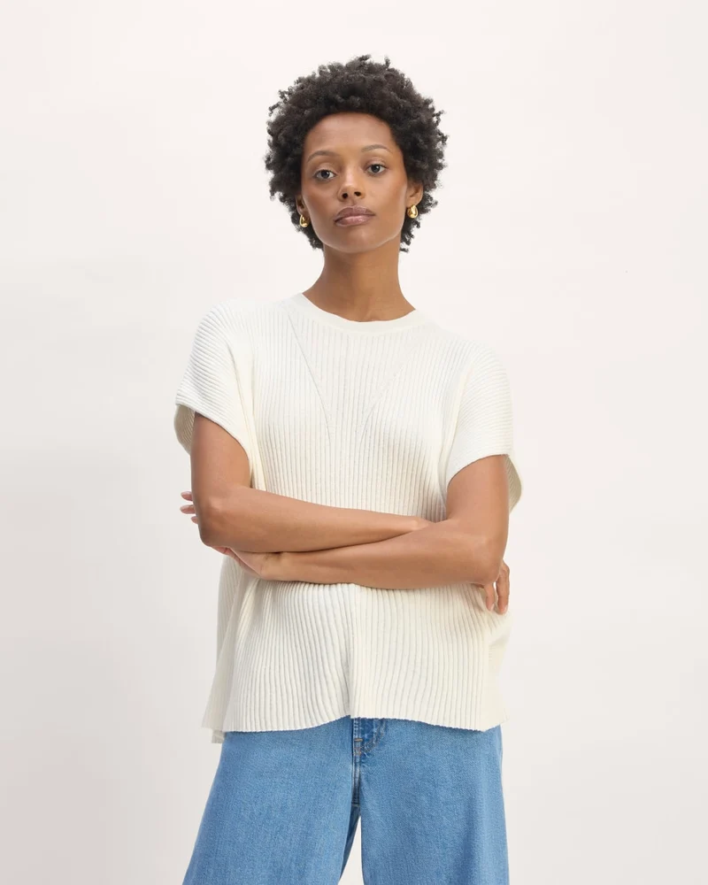 The Cotton Knit Caftan Top | Bone