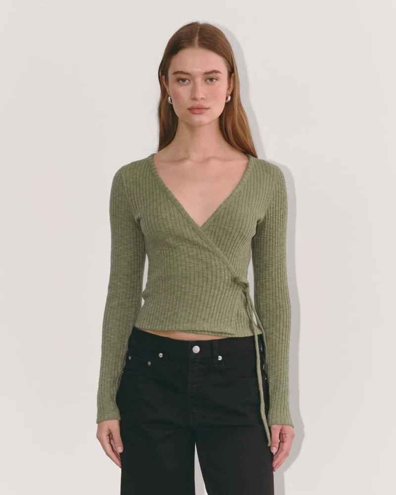The Cozy Rib Wrap Top | Kalamata