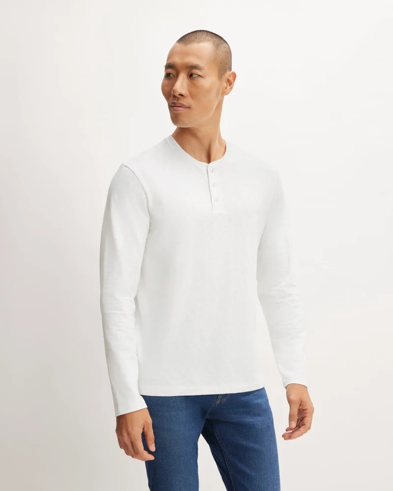 The Slub Long-Sleeve Henley | White