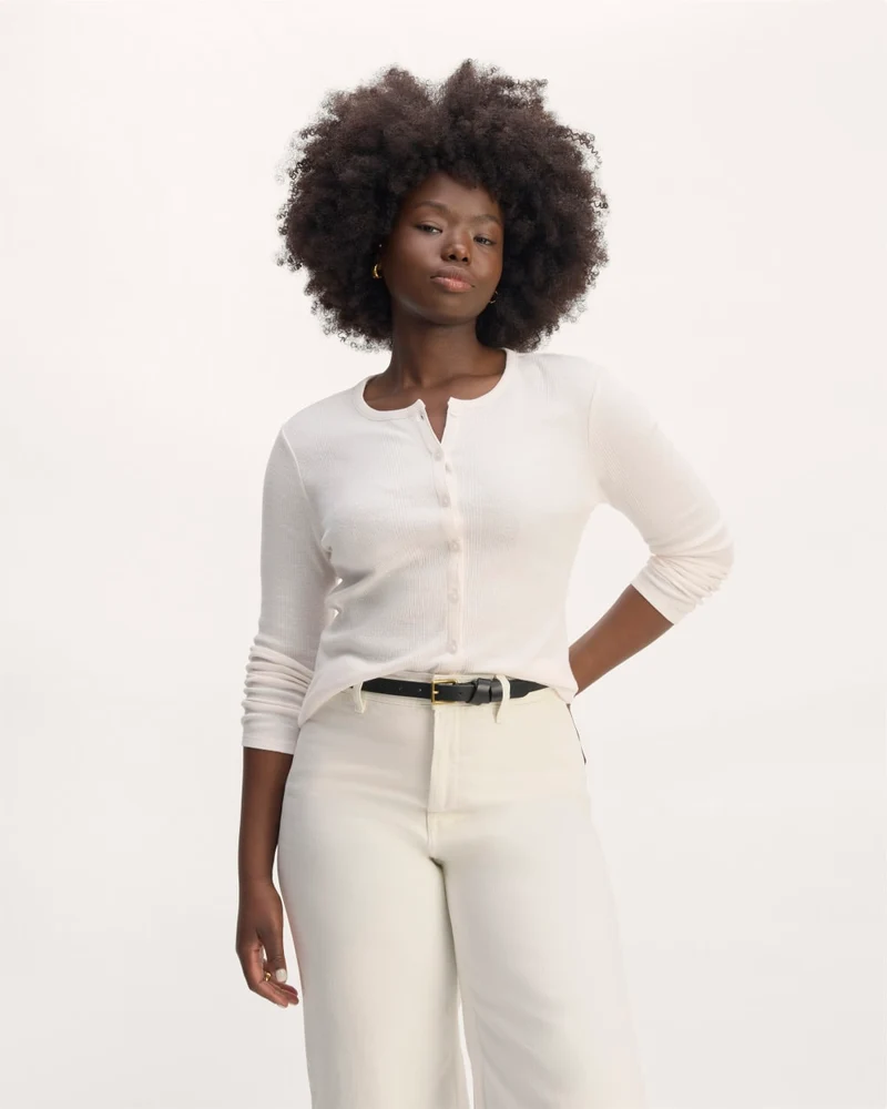 The Vintage Rib Cardigan | Bone