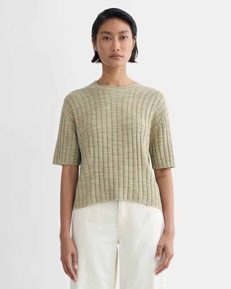 The Oversized Tee in Cotton Linen | Eucalyptus