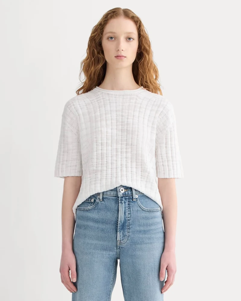 The Oversized Tee in Cotton Linen | White