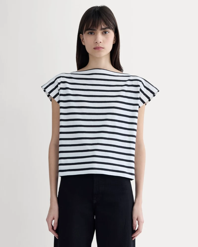 The Oversized Muscle Tee | Bone / Black