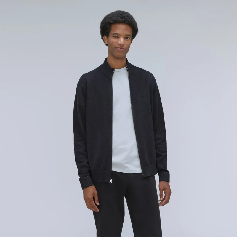 The No-Sweat Full Zip Sweater | New Black