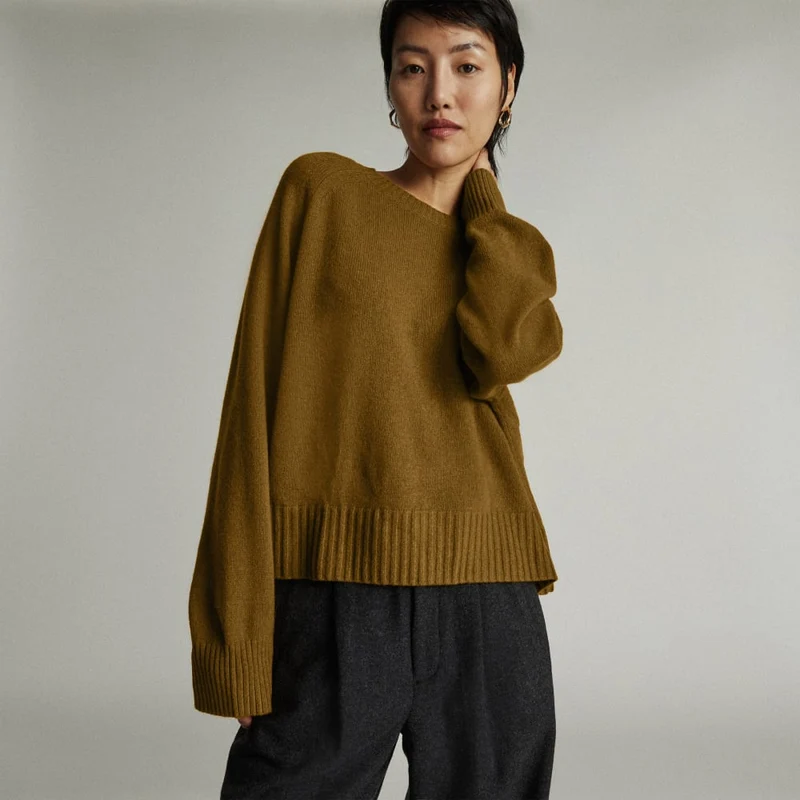 The Cashmere Boxy Crew | Tapenade