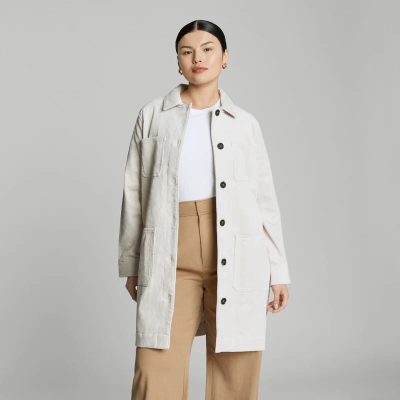 The Corduroy Long Shirt Jacket | Sandstone