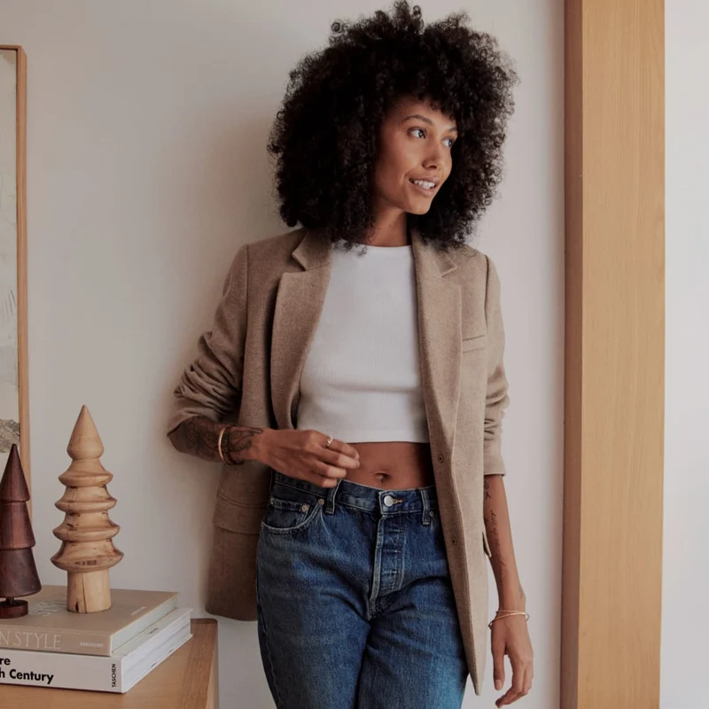 The Pima Micro-Rib Cropped Long-Sleeve Crew | White