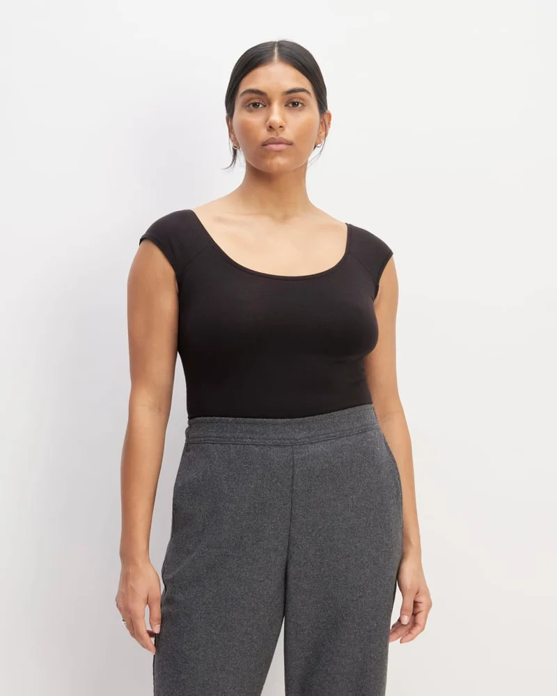 The Supima® Form Cap-Sleeve Tee | Black