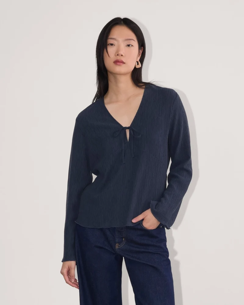 The Crinkle Long-Sleeve | Navy