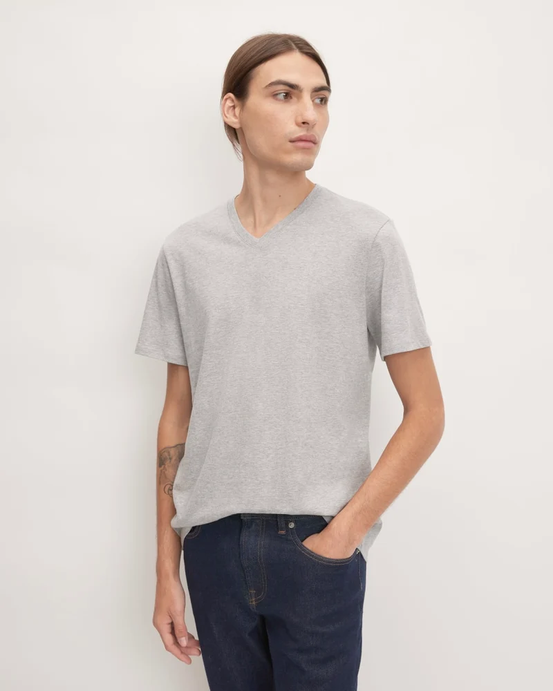 The Organic Cotton V-Neck Tee | Heathered Grey