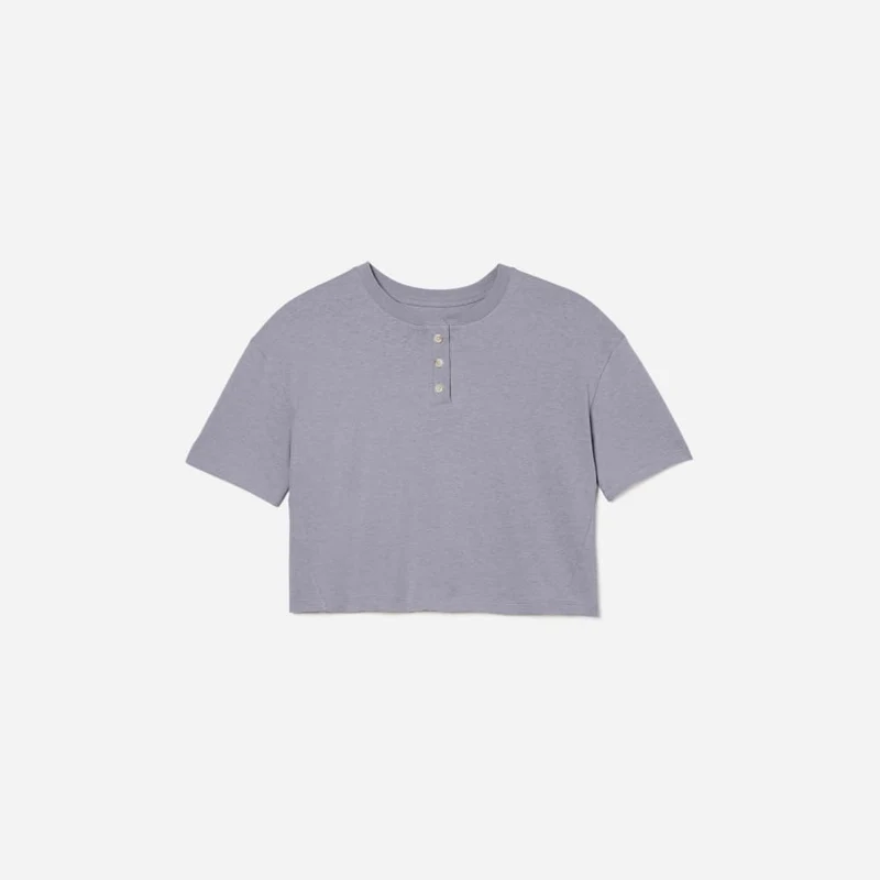 The Vintage Henley Hemp Tee | Lilac Grey