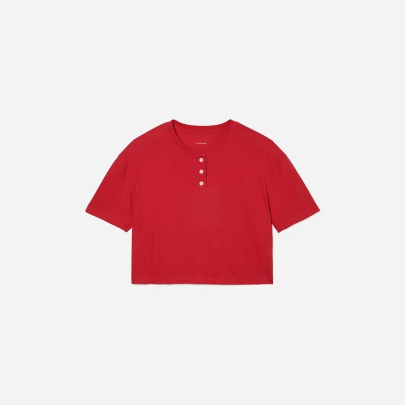 The Vintage Henley Hemp Tee | Goji Berry