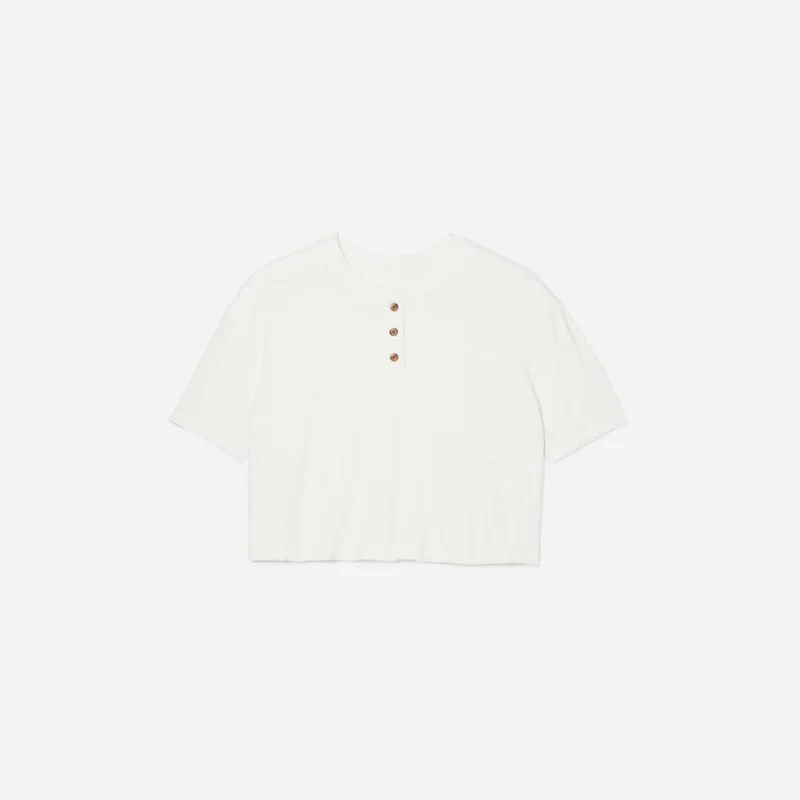 The Vintage Henley Hemp Tee | White