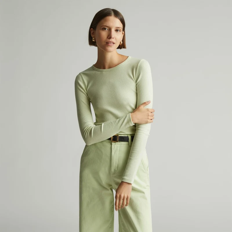 The Pima Micro-Rib Long-Sleeve Crew | Seafoam Green