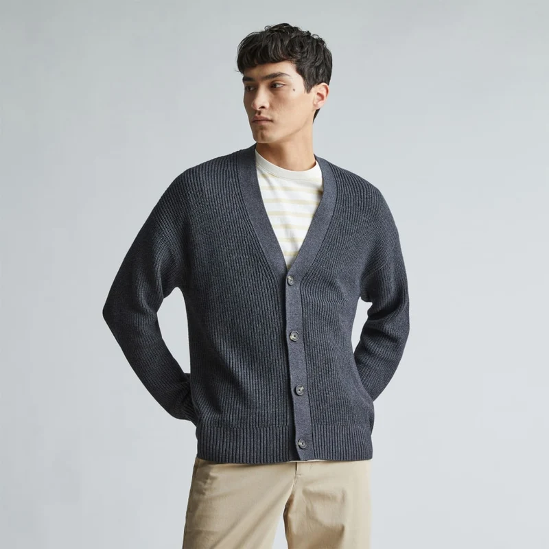 The No-Sweat Ribbed Cardigan | Heather Ash
