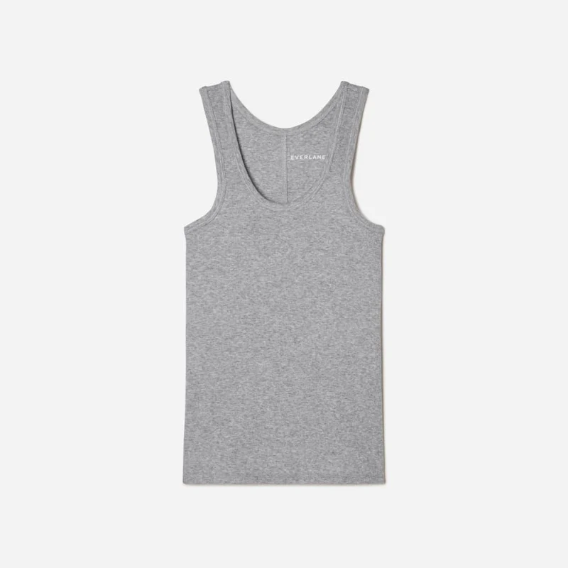 The Pima Micro-Rib U-neck Tank | Heathered Grey