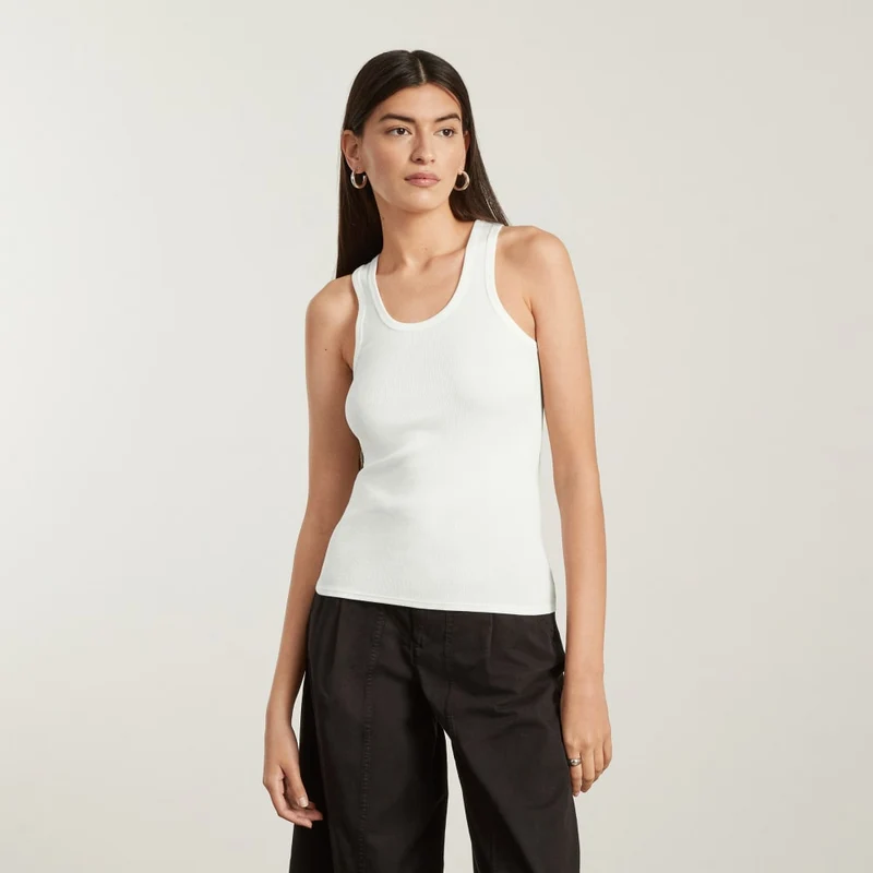 The Pima Micro-Rib U-neck Tank | White