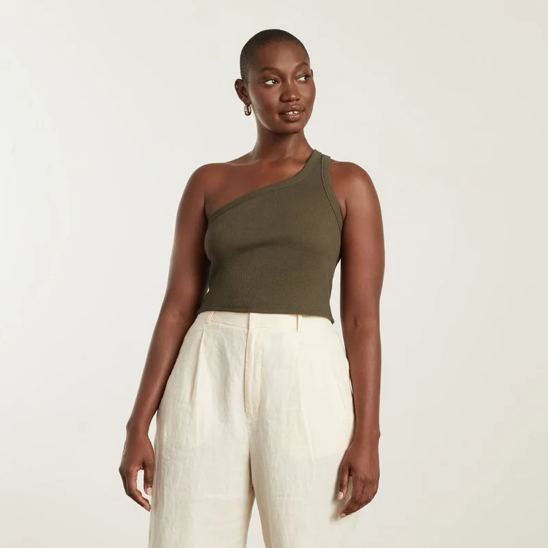 The Ribbed One-Shoulder Tank | Beech