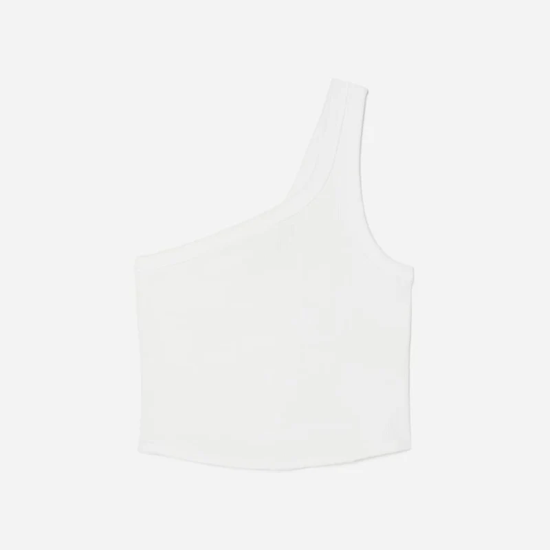The Ribbed One-Shoulder Tank | White