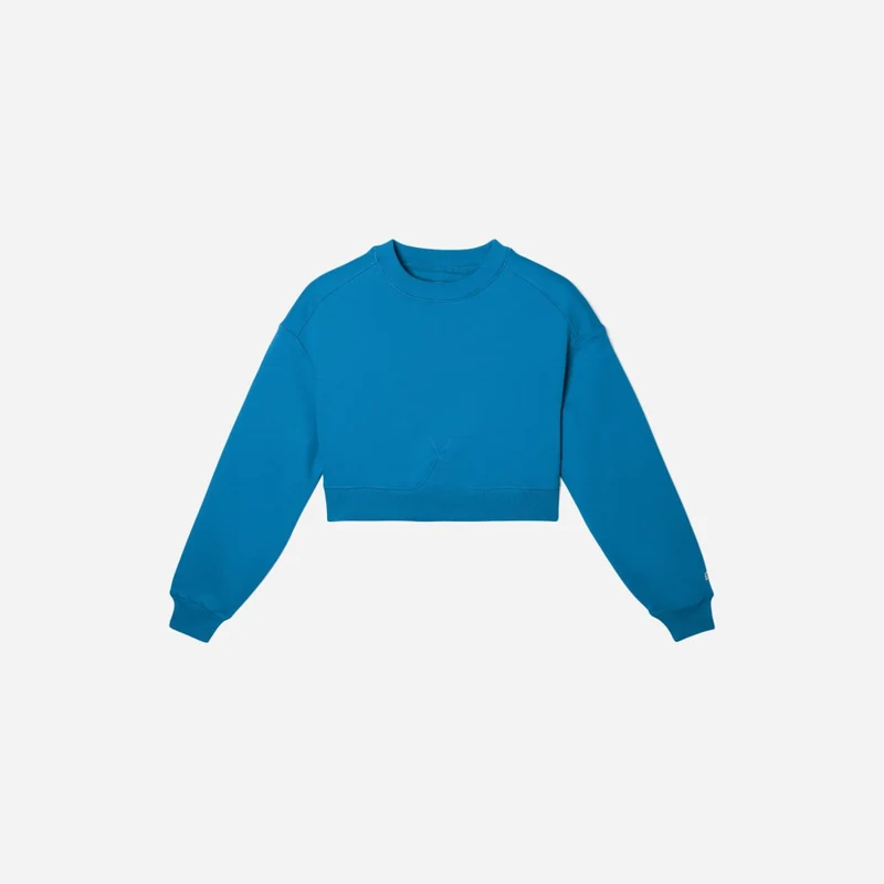 The Organic Cotton Cropped Crew | Horizon Blue