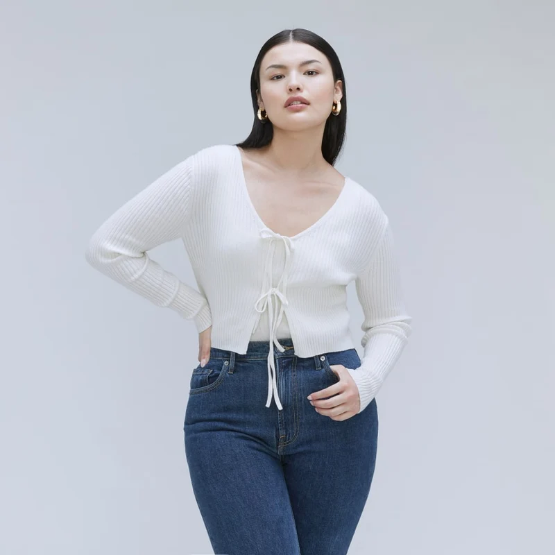 The Cotton-Merino Front-Tie Top | Snowflake