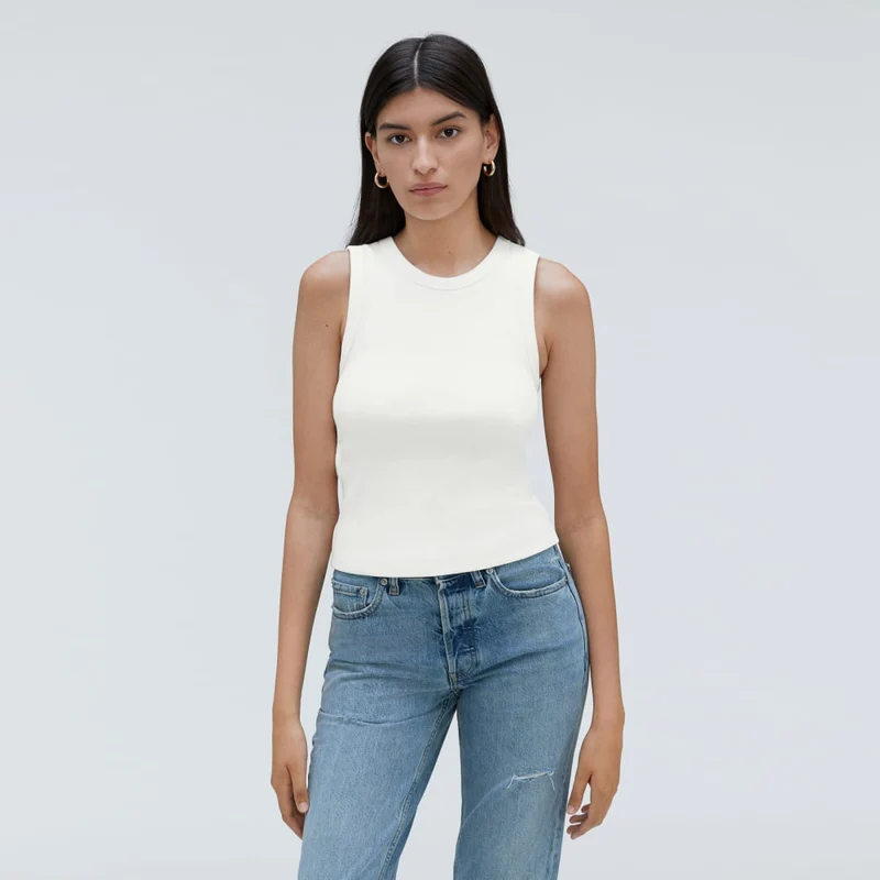 The Ribbed Cutout Tank | White