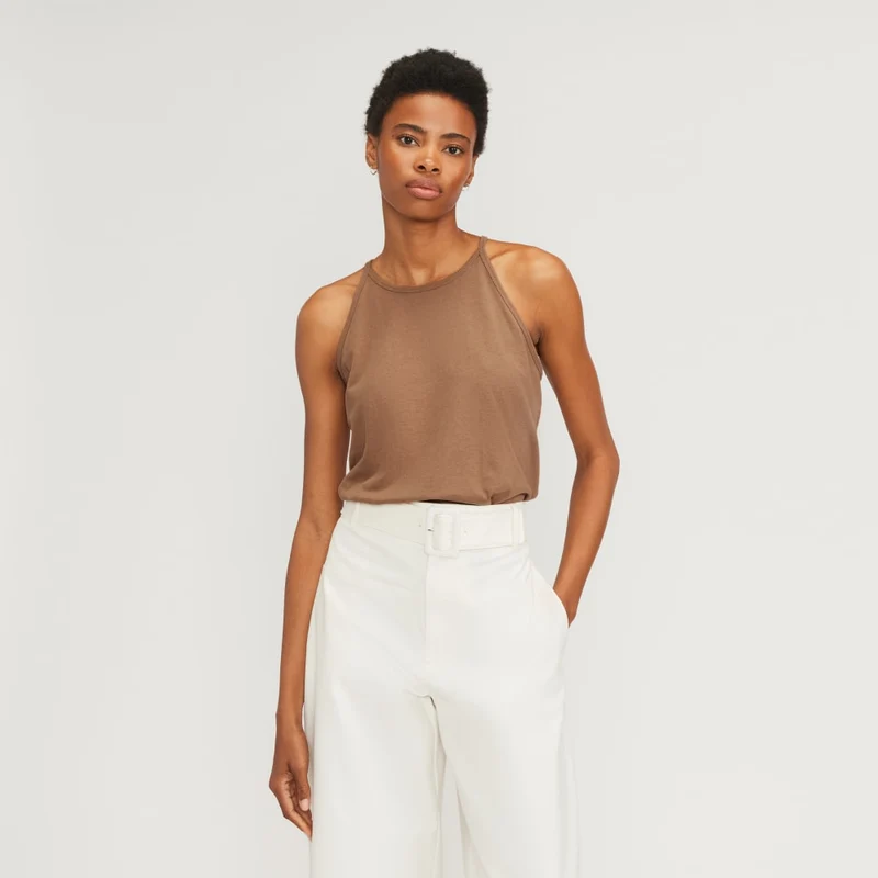 The Hemp Cutaway Tank | Carob Brown