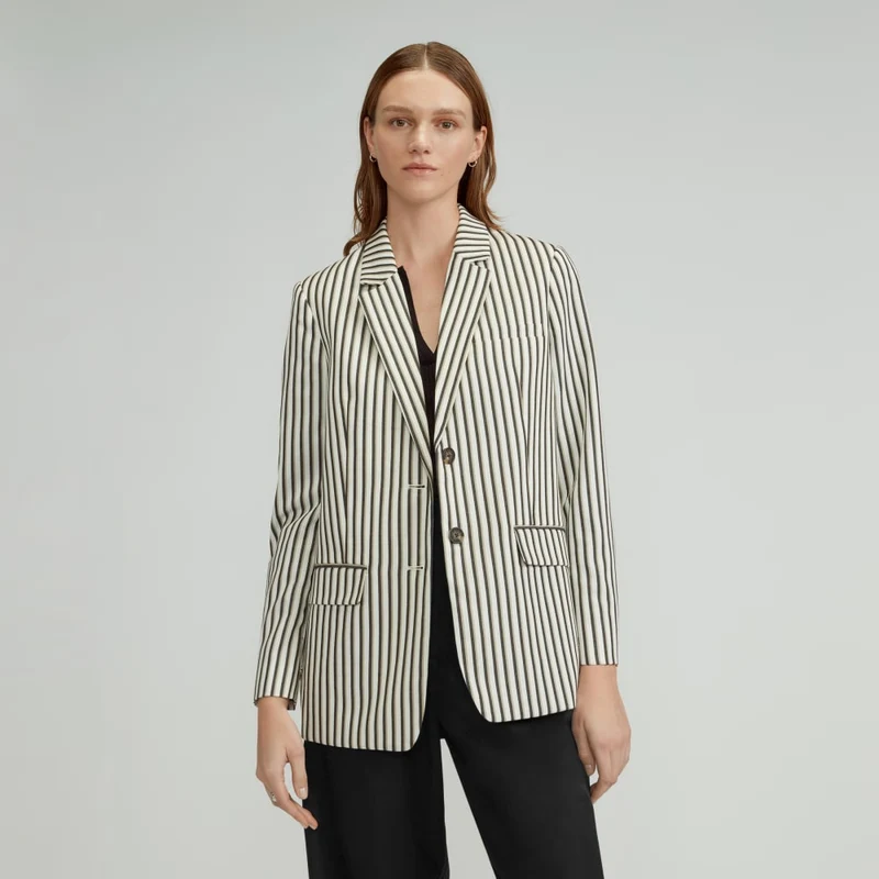 The Oversized Blazer in Buttersmooth | Ombre Stripe