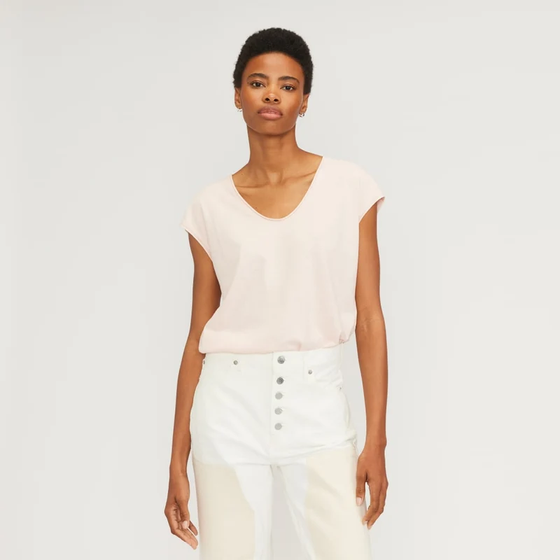 The Hemp Scoop-Neck Muscle Tee | Petal Pink