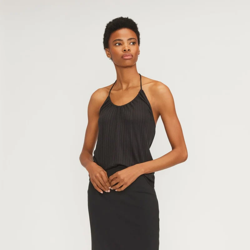 The Rib Soft Knit Halter Top | Black
