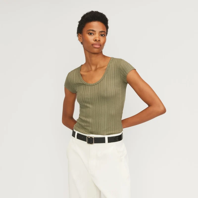 The Rib Soft Knit Scoop-Neck Tee | Kalamata