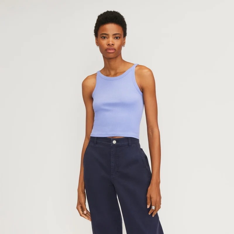 The Pima Micro-Rib Short Tank | Cornflower Blue