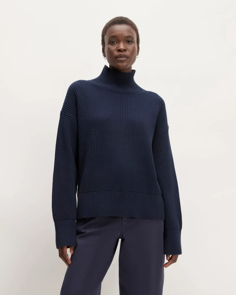 The Organic Cotton Ribbed Turtleneck | Navy