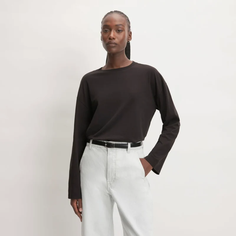 The Organic Cotton Relaxed Long Sleeve Tee | Vintage Black