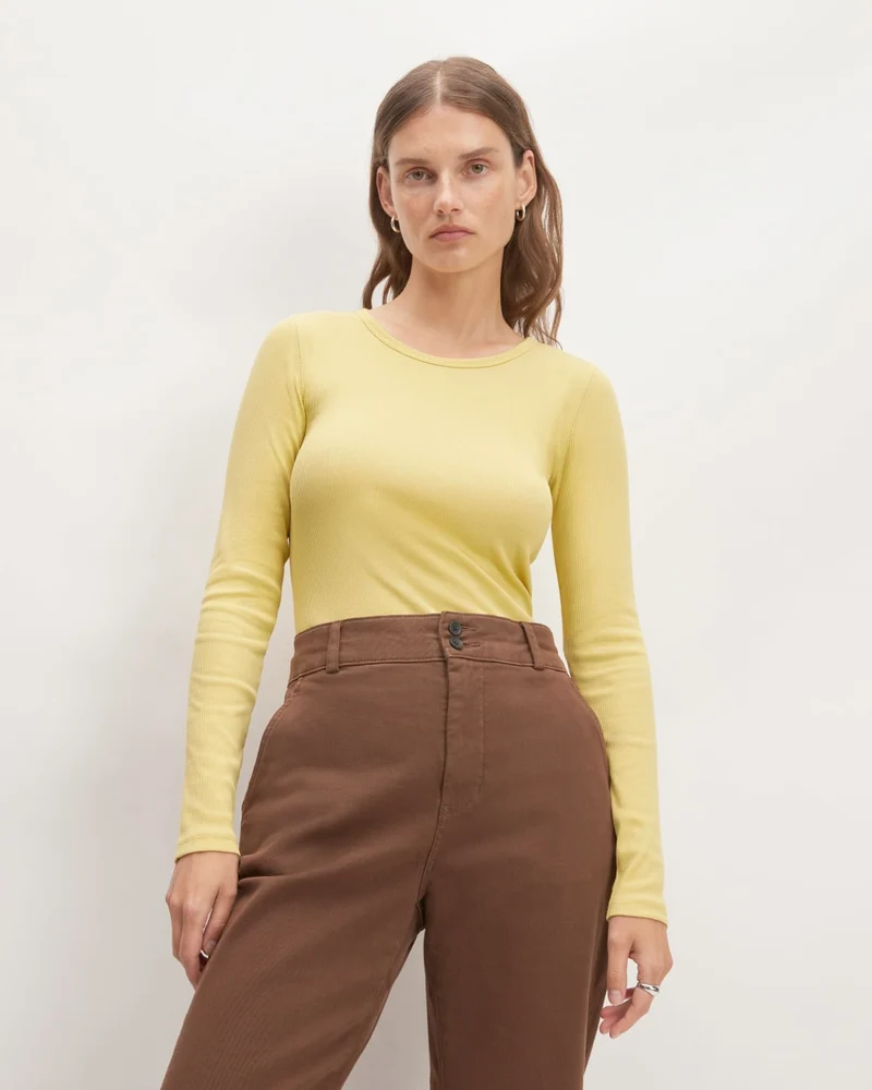 The Luxe Rib Long-Sleeve Crew | Raffia