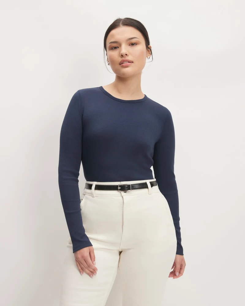 The Luxe Rib Long-Sleeve Crew | Navy