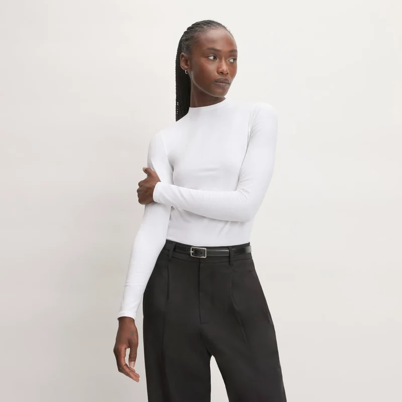 The Supima® Form Funnel Neck Tee | White