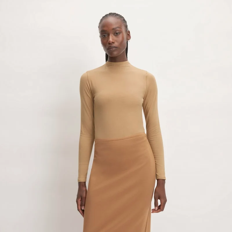 The Supima® Form Funnel Neck Tee | Tiger's Eye
