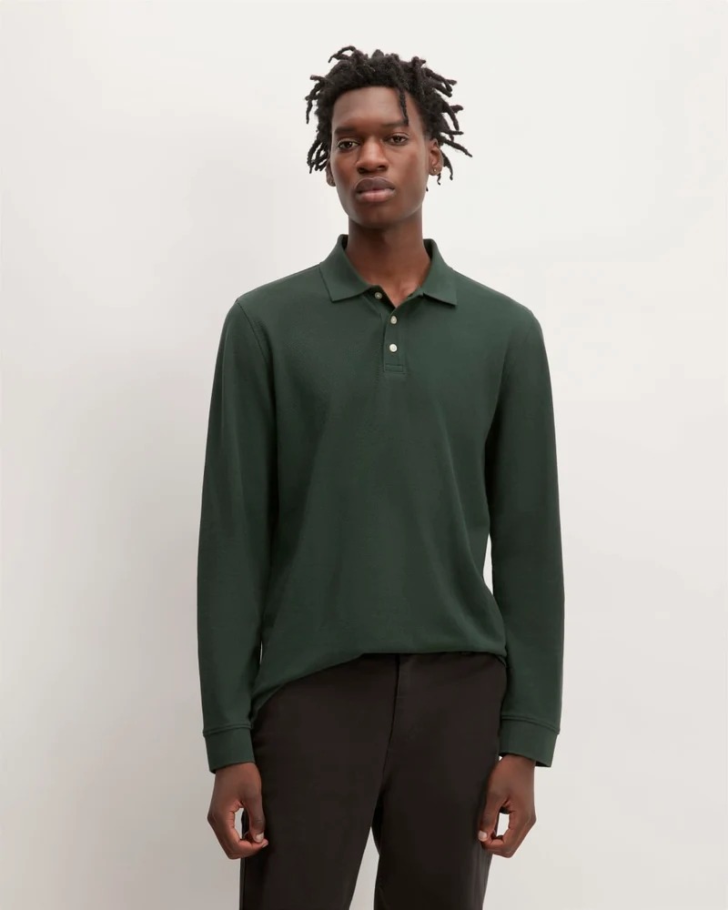 The Long-Sleeve Pique Polo | Scarab