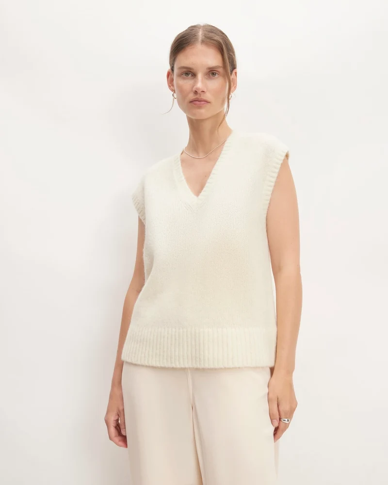 The Alpaca V-Neck Vest | Snow