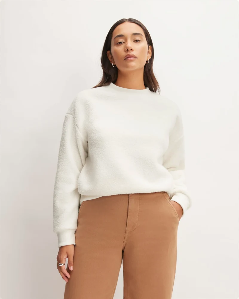 The ReNew Fleece Oversized Crew | Bone