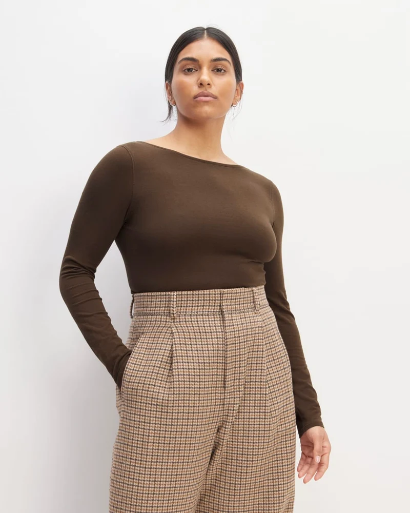 The Supima® Form Scoop-Back Tee | Cocoa