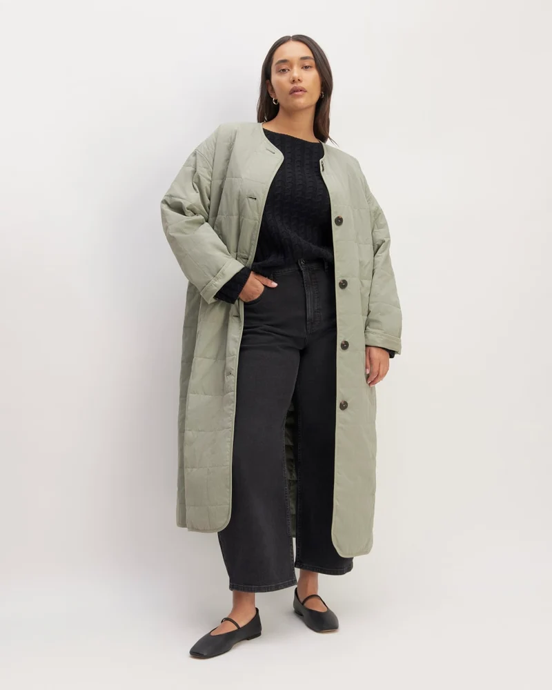 The ReNew Quilted Long Liner | Sage Green